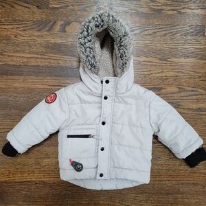Blue Banana Lined Coat - Light Gray, Size 12M